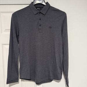 TravisMathew Shirt Mens Longsleeve Golf Polo Shirt Heather Black - S